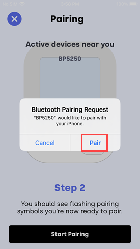 Connecting the Omron BP5250 Blood Pressure Cuff to Allie on iOS