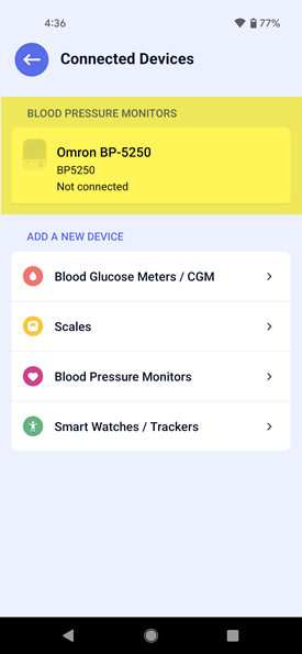 Connecting the Omron BP5250 Blood Pressure Cuff to Allie on iOS – Codex  Health